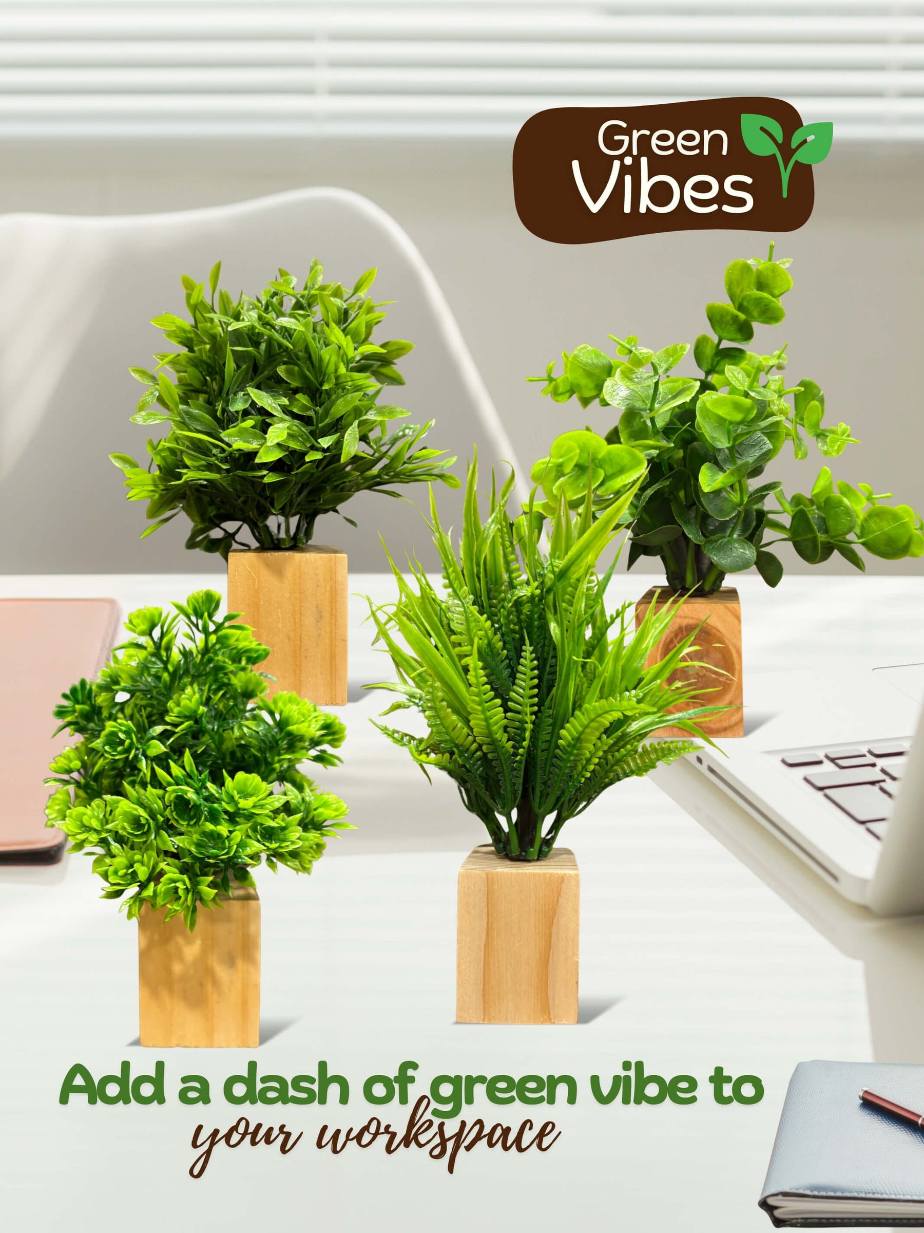 Magnetic Fridge Planter with Wooden Holder (set of 4)