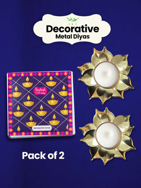 Decorative Metal Diya - Diwali Gift (Pack of 2)