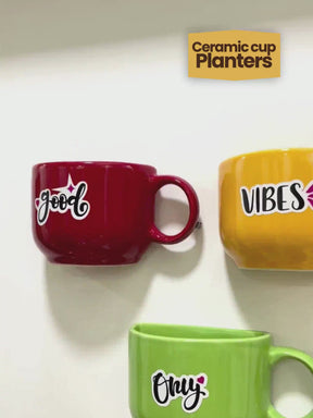 Ceramic Cup Planter (Good Vibes Only) (Set of 3)